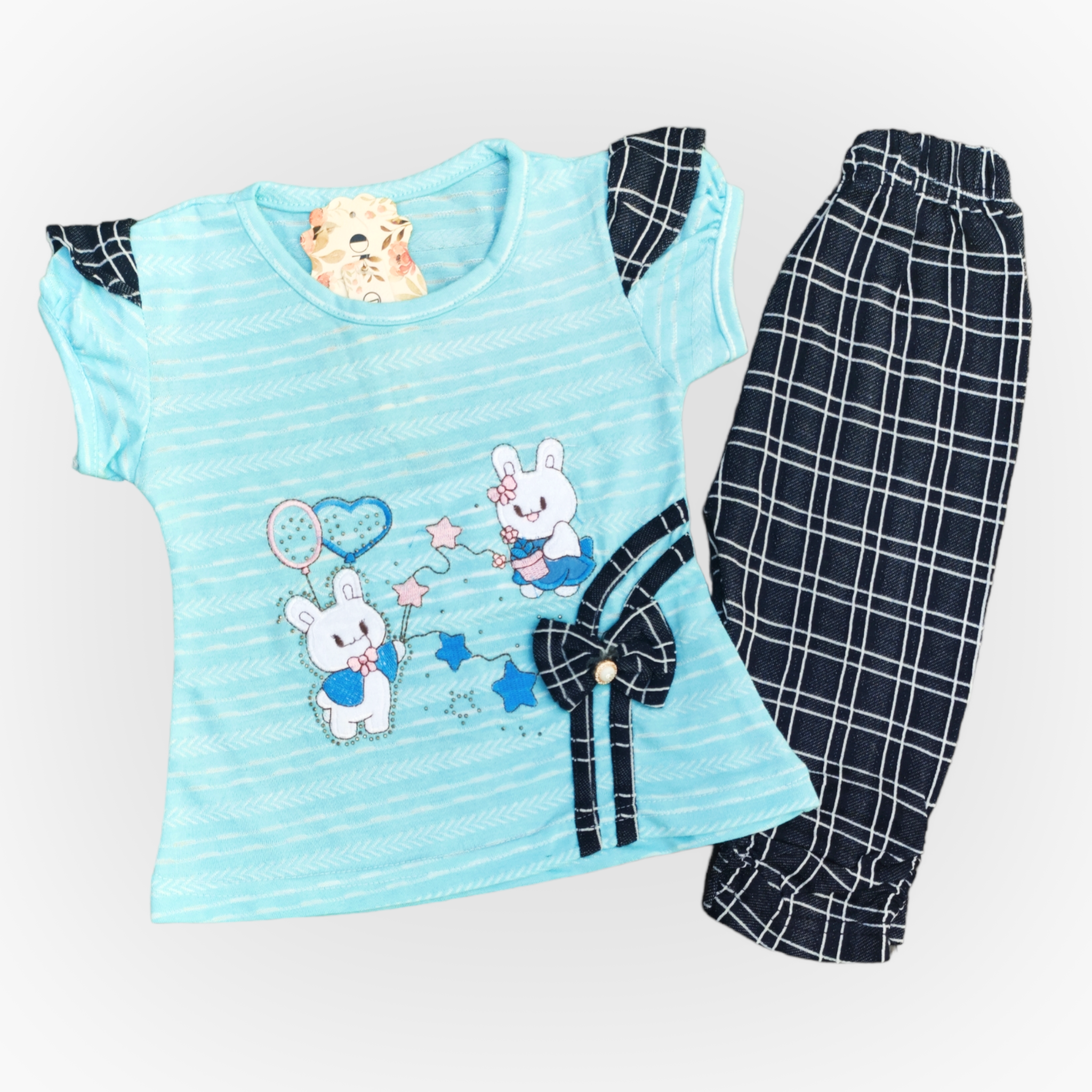 One + Baloon Heart Sea Blue Shirt & Trouser 5192