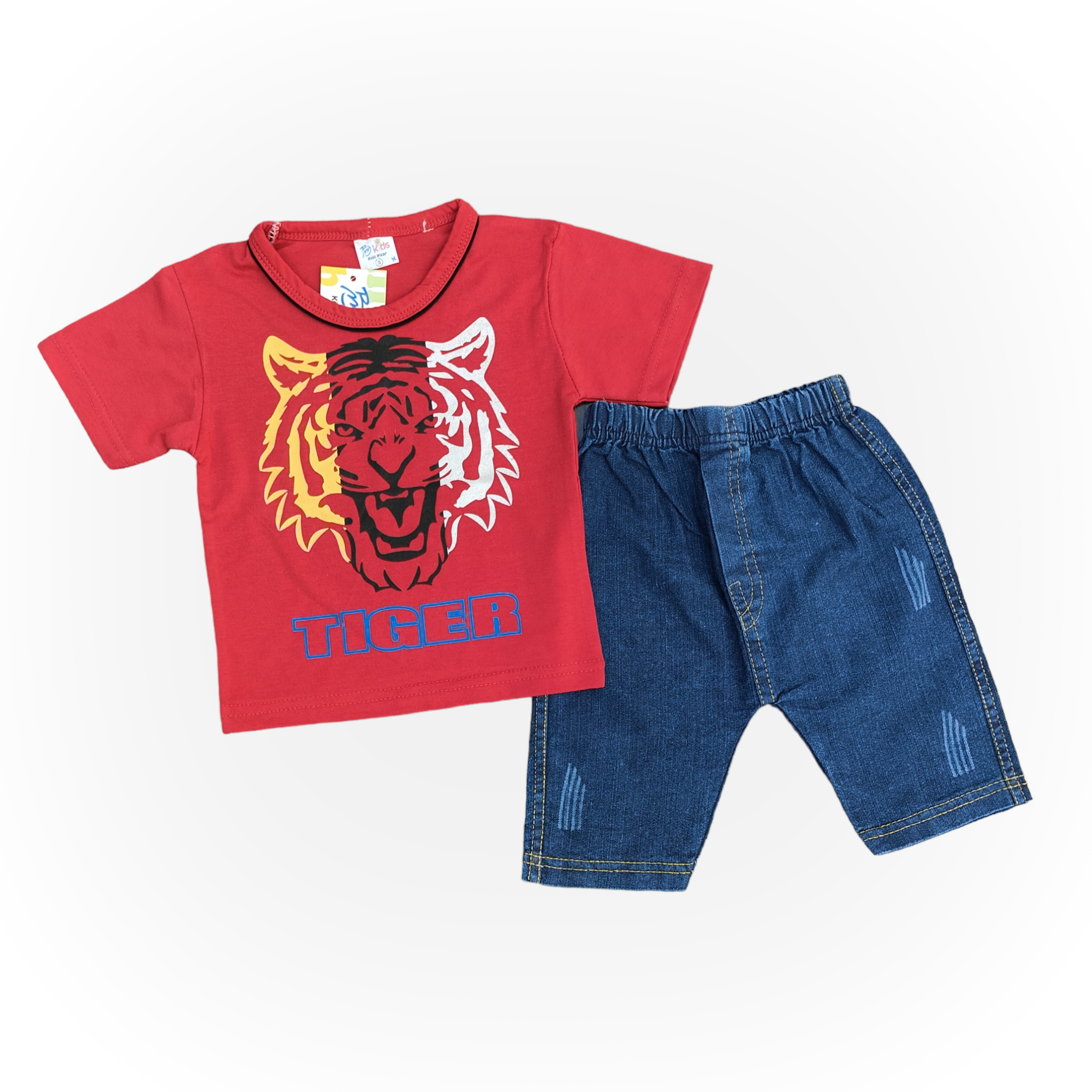 BM Tiger Red Shirt & Jeans Short 6211