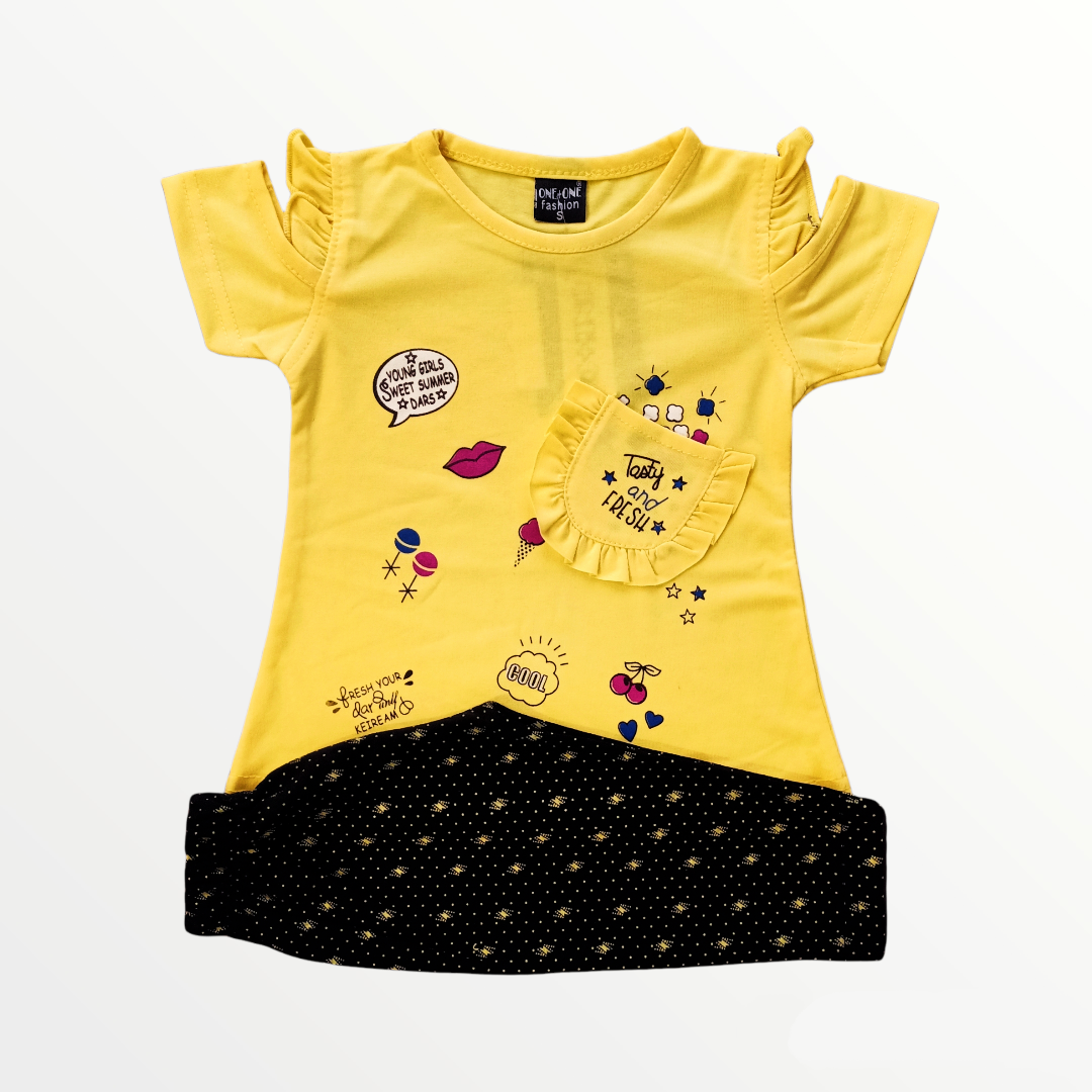 One+ Yellow Lips Printed Pair 5027