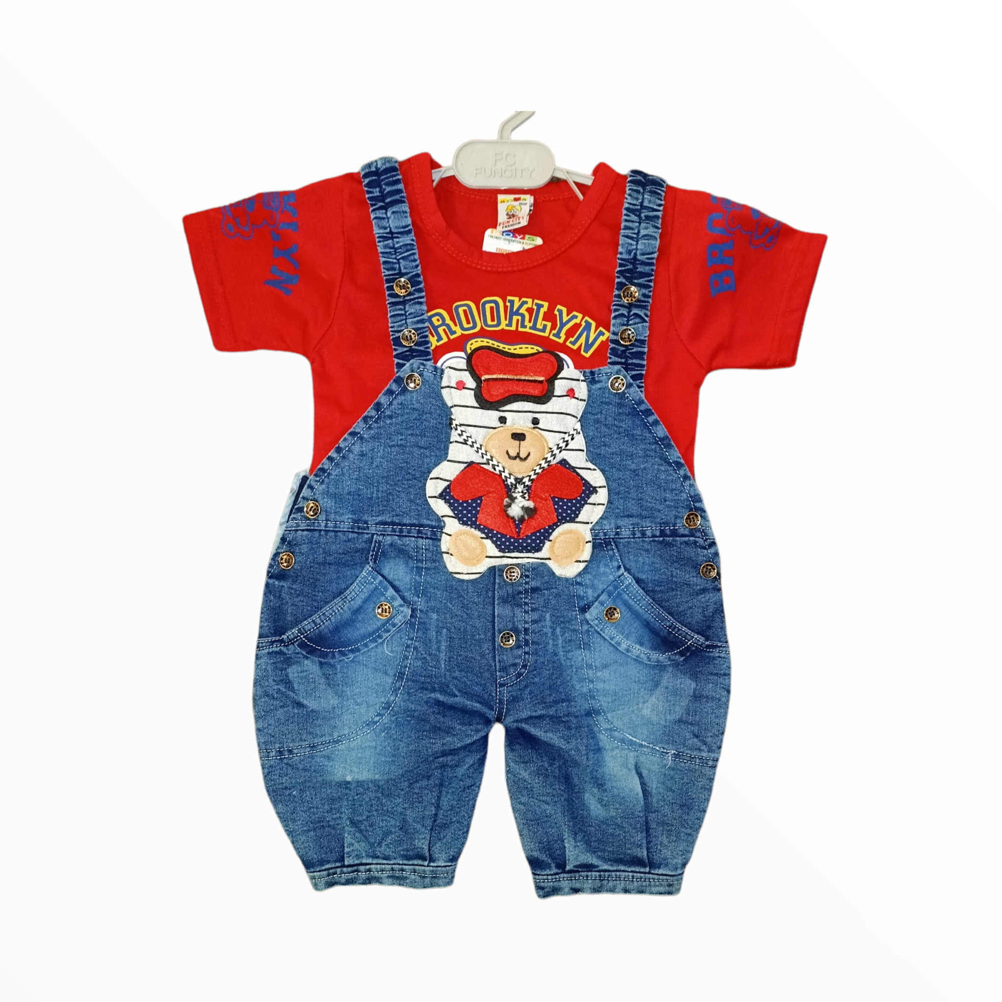 FC Bear Red Shirt Jeans Romper 6207
