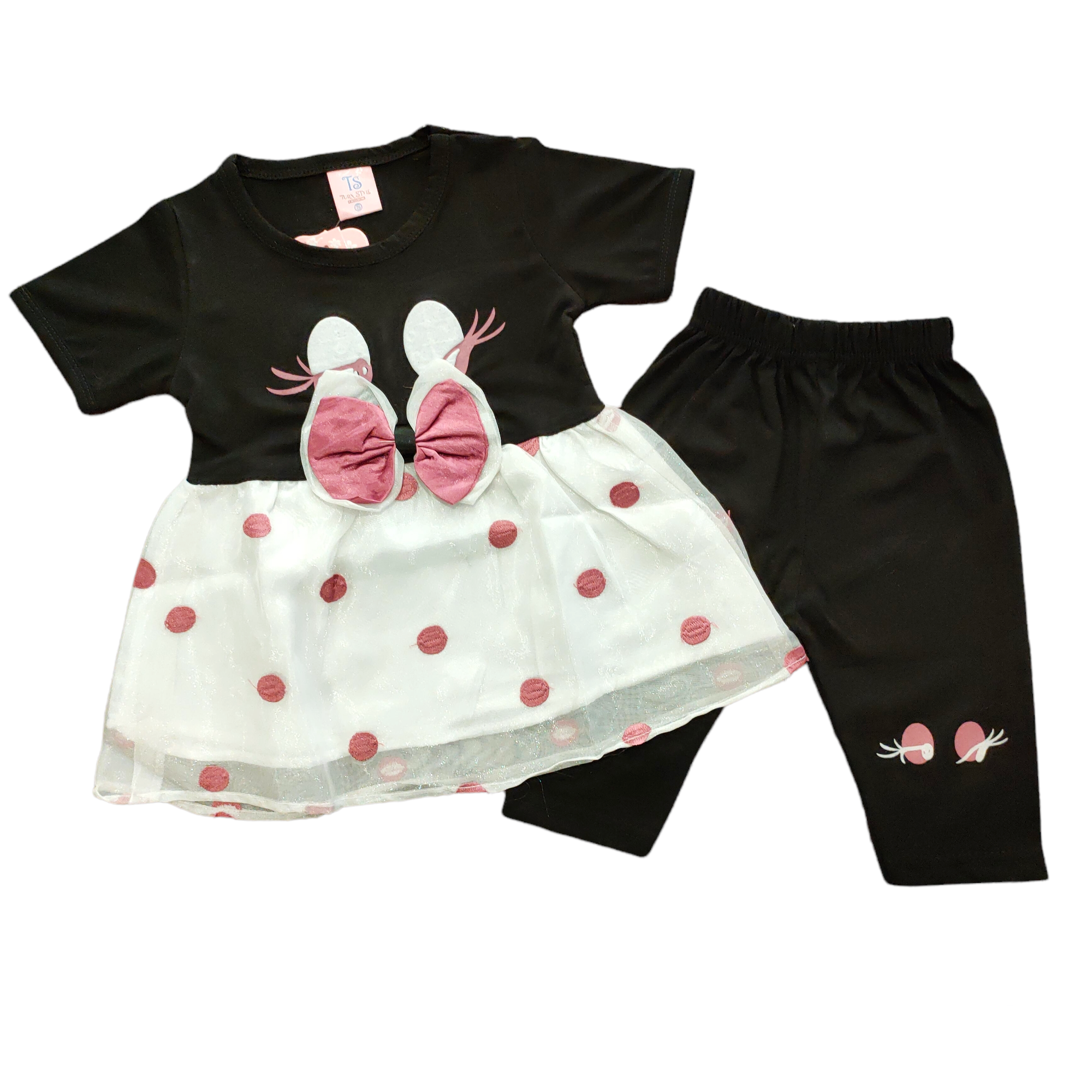 TST Black Pink Frock With Black Trouser 5158