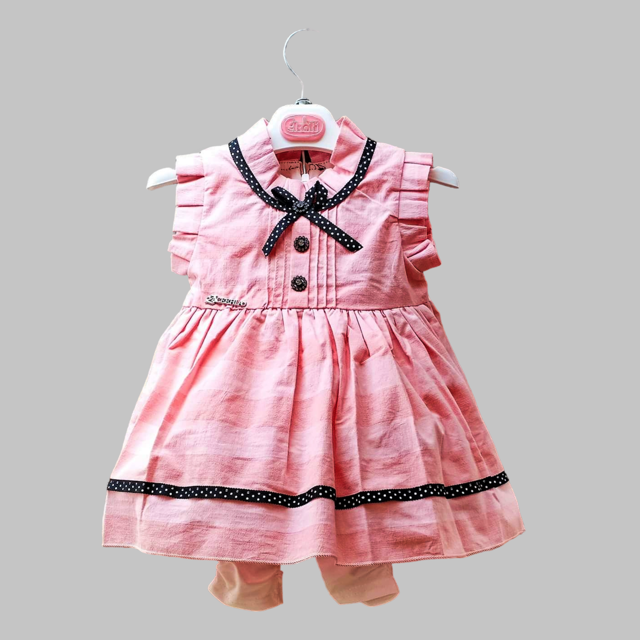 Imported Cotton Pink Frock & White Trouser 5176