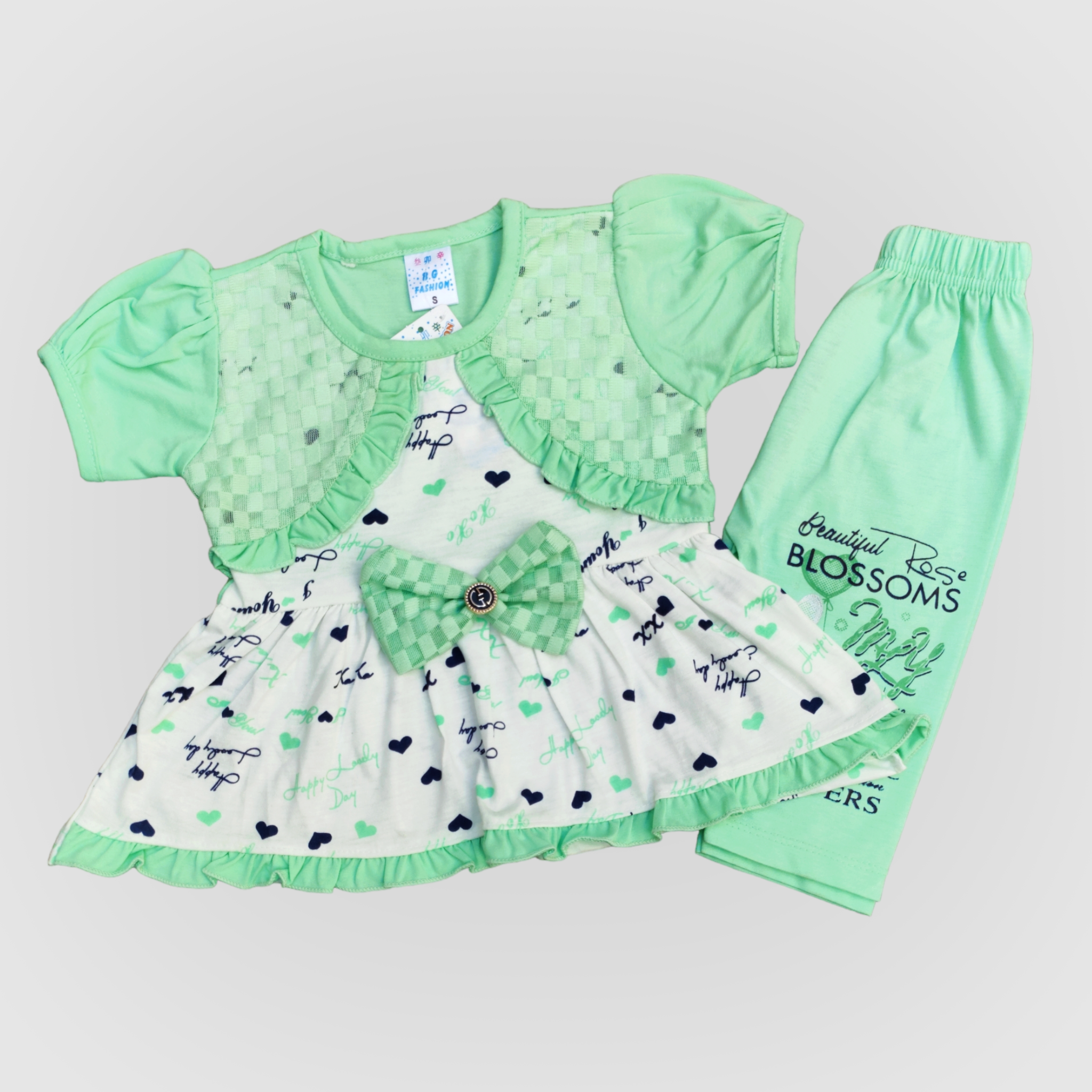 BG Happy Green White Frock & Trouser 5188