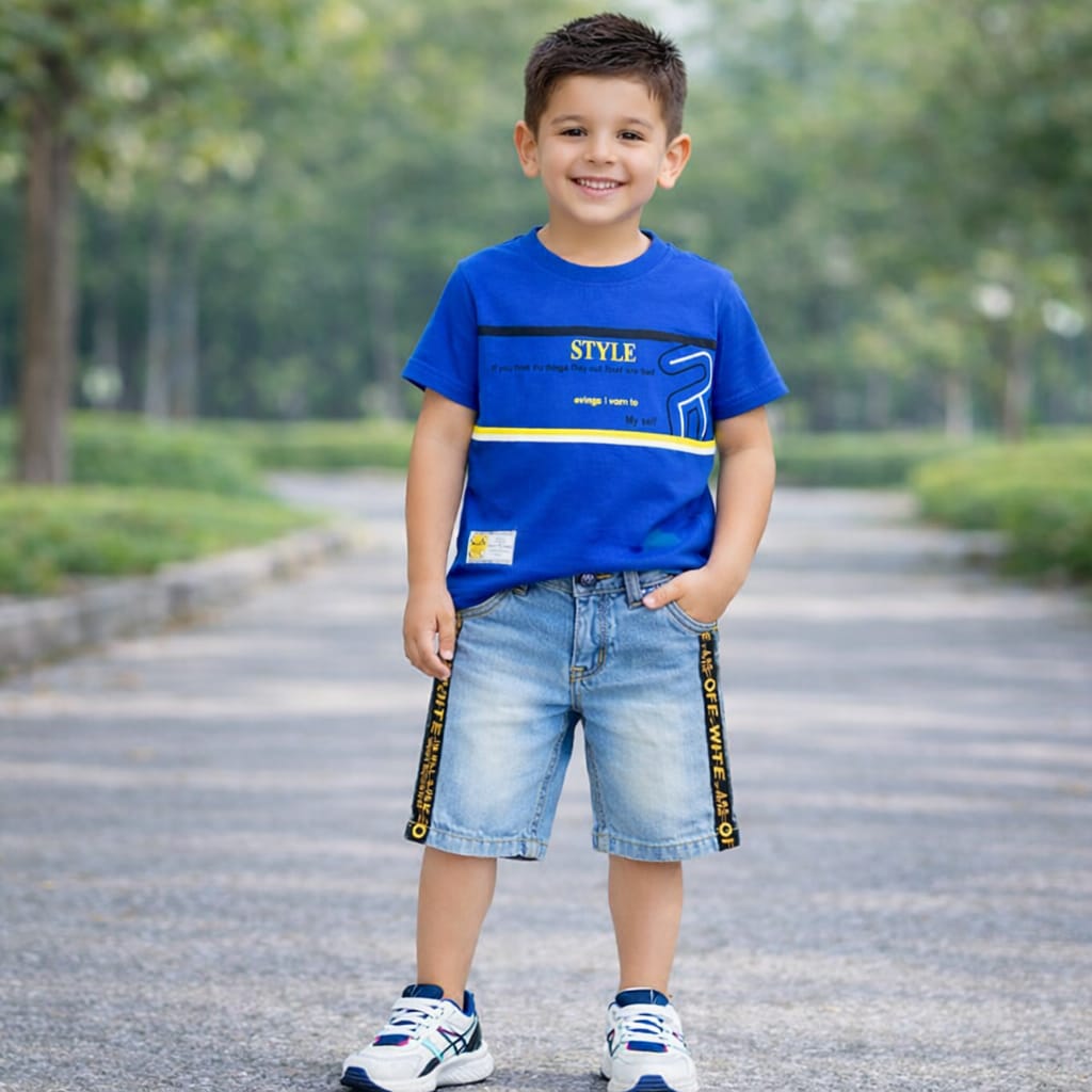 Ink Blue T Shirt & Denim Quarter 6259